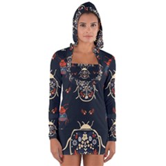 Floral-bugs-seamless-pattern Long Sleeve Hooded T-shirt