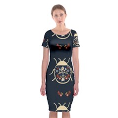 Floral-bugs-seamless-pattern Classic Short Sleeve Midi Dress