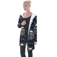 Floral-bugs-seamless-pattern Longline Hooded Cardigan by Jancukart