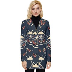 Floral-bugs-seamless-pattern Button Up Hooded Coat 