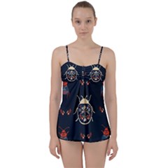 Floral-bugs-seamless-pattern Babydoll Tankini Set