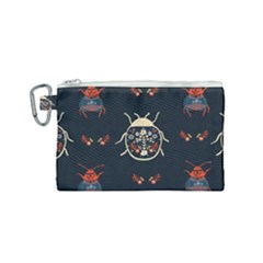 Floral-bugs-seamless-pattern Canvas Cosmetic Bag (small)