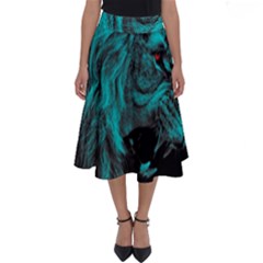 Angry Male Lion Predator Carnivore Perfect Length Midi Skirt by Jancukart