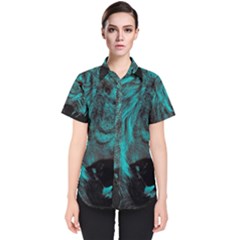 Angry Male Lion Predator Carnivore Women s Short Sleeve Shirt