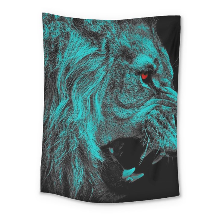 Angry Male Lion Predator Carnivore Medium Tapestry