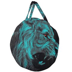 Angry Male Lion Predator Carnivore Giant Round Zipper Tote