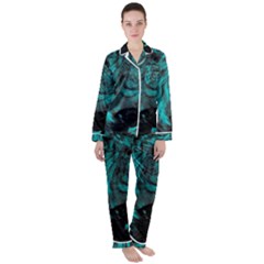 Angry Male Lion Predator Carnivore Satin Long Sleeve Pajamas Set by Jancukart