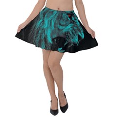 Angry Male Lion Predator Carnivore Velvet Skater Skirt by Jancukart