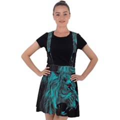 Angry Male Lion Predator Carnivore Velvet Suspender Skater Skirt by Jancukart