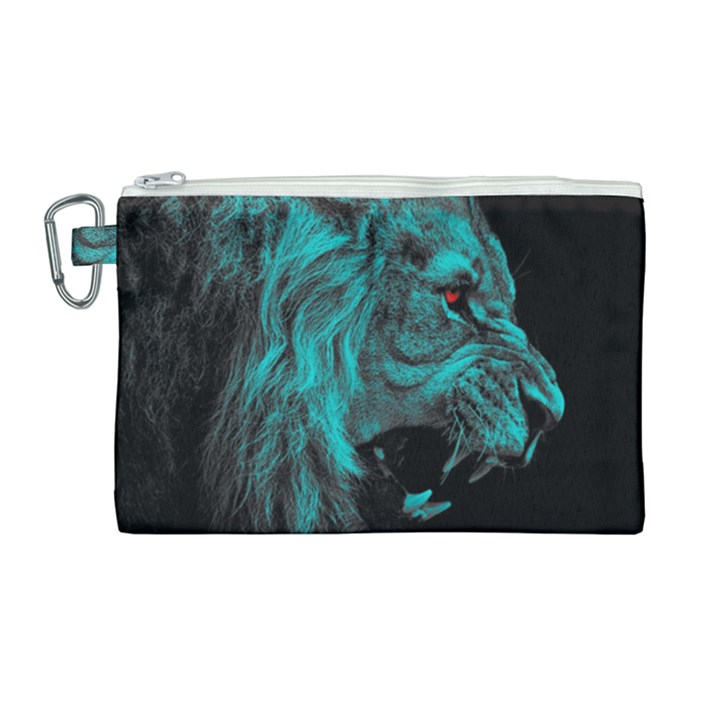 Angry Male Lion Predator Carnivore Canvas Cosmetic Bag (Large)