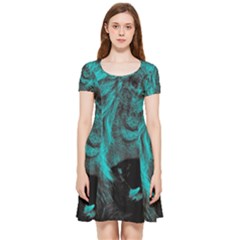 Angry Male Lion Predator Carnivore Inside Out Cap Sleeve Dress by Jancukart