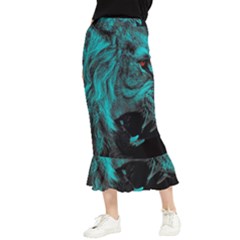 Angry Male Lion Predator Carnivore Maxi Fishtail Chiffon Skirt by Jancukart