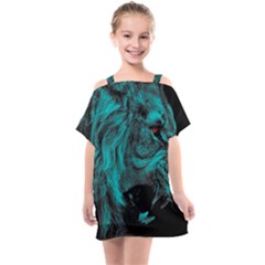 Angry Male Lion Predator Carnivore Kids  One Piece Chiffon Dress by Jancukart