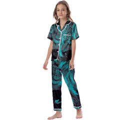 Angry Male Lion Predator Carnivore Kids  Satin Short Sleeve Pajamas Set by Jancukart