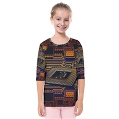 Processor-cpu-board-circuits Kids  Quarter Sleeve Raglan Tee