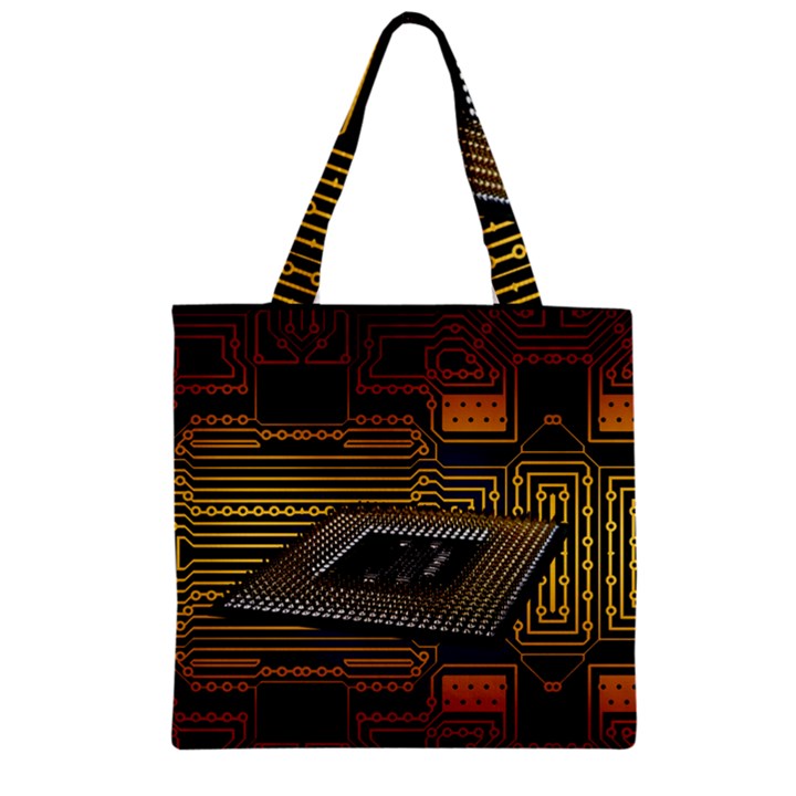 Processor-cpu-board-circuits Zipper Grocery Tote Bag