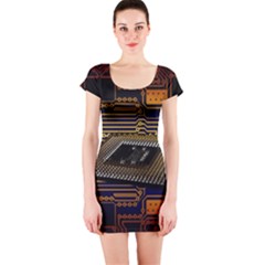 Processor-cpu-board-circuits Short Sleeve Bodycon Dress