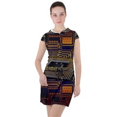 Processor-cpu-board-circuits Drawstring Hooded Dress