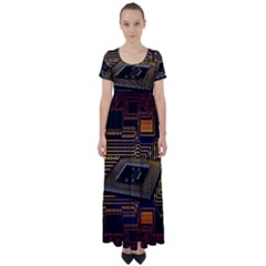 Processor-cpu-board-circuits High Waist Short Sleeve Maxi Dress