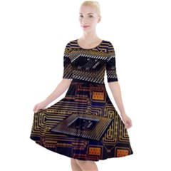 Processor-cpu-board-circuits Quarter Sleeve A-line Dress