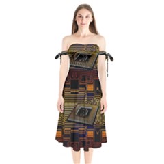 Processor-cpu-board-circuits Shoulder Tie Bardot Midi Dress