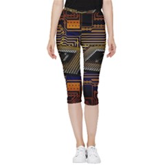 Processor-cpu-board-circuits Inside Out Lightweight Velour Capri Leggings 