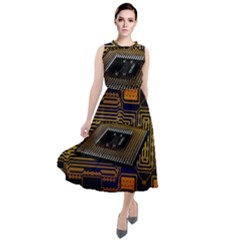 Processor-cpu-board-circuits Round Neck Boho Dress