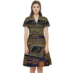 Processor-cpu-board-circuits Short Sleeve Waist Detail Dress