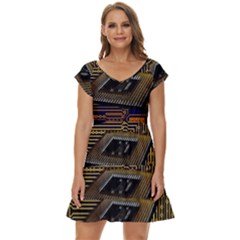 Processor-cpu-board-circuits Short Sleeve Tiered Mini Dress