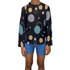 Circle Pattern Abstract Polka Dot Kids  Long Sleeve Swimwear