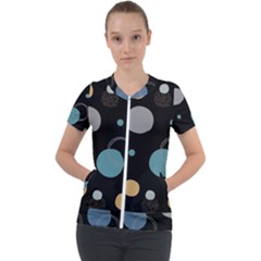 Circle Pattern Abstract Polka Dot Short Sleeve Zip Up Jacket by danenraven