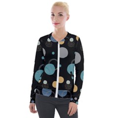 Circle Pattern Abstract Polka Dot Velvet Zip Up Jacket by danenraven