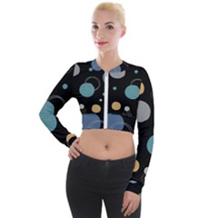 Circle Pattern Abstract Polka Dot Long Sleeve Cropped Velvet Jacket by danenraven