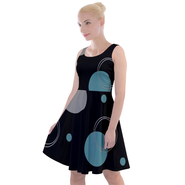 Circle Pattern Abstract Polka Dot Knee Length Skater Dress