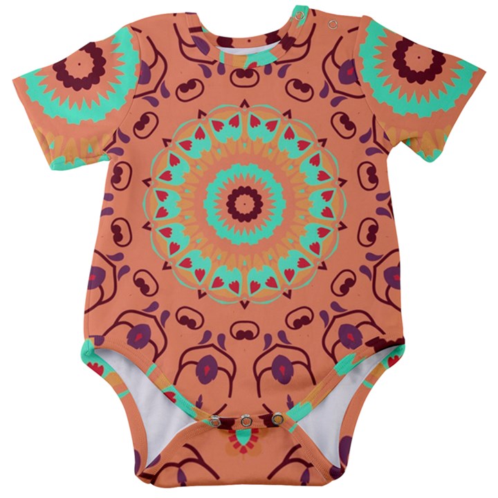 Folk Art Pattern Folk Art Background Baby Short Sleeve Onesie Bodysuit