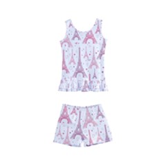 Eiffel Tower Pattern Wallpaper Kids  Boyleg Swimsuit by danenraven