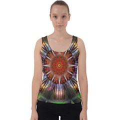 Mandala Trees Flower Psychedelic Velvet Tank Top by danenraven