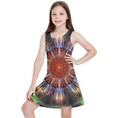 Mandala Trees Flower Psychedelic Kids  Lightweight Sleeveless Dress by danenraven