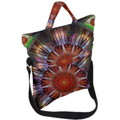 Mandala Trees Flower Psychedelic Fold Over Handle Tote Bag by danenraven