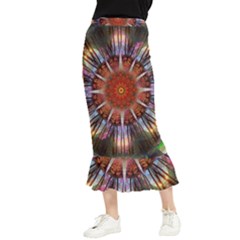 Mandala Trees Flower Psychedelic Maxi Fishtail Chiffon Skirt