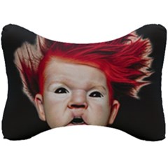 Creepy Boy Portrait Art Seat Head Rest Cushion by dflcprintsclothing