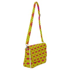 Red Yellow Abstract Shoulder Bag With Back Zipper by artworkshop