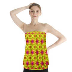 Red Yellow Abstract Strapless Top by artworkshop