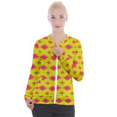 Red Yellow Abstract Casual Zip Up Jacket by artworkshop