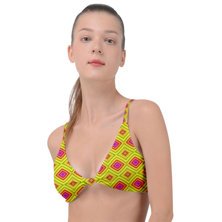 Red Yellow Abstract Knot Up Bikini Top