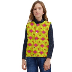 Red Yellow Abstract Kid s Short Button Up Puffer Vest	 by artworkshop