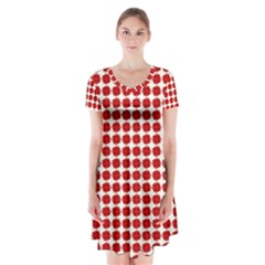 Red Pattern Seamless Texture Background Short Sleeve V-neck Flare Dress by artworkshop