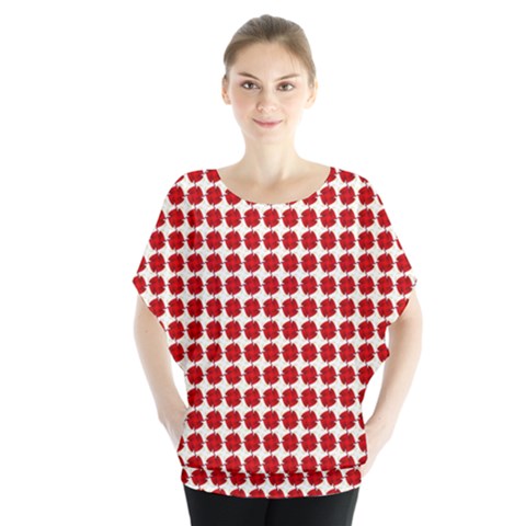 Red Pattern Seamless Texture Background Batwing Chiffon Blouse by artworkshop