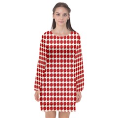 Red Pattern Seamless Texture Background Long Sleeve Chiffon Shift Dress  by artworkshop