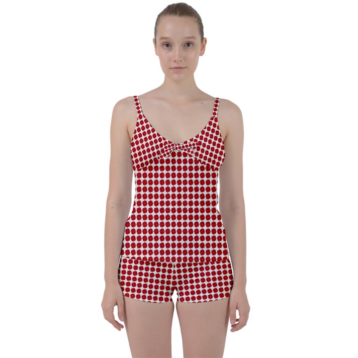 Red Pattern Seamless Texture Background Tie Front Two Piece Tankini